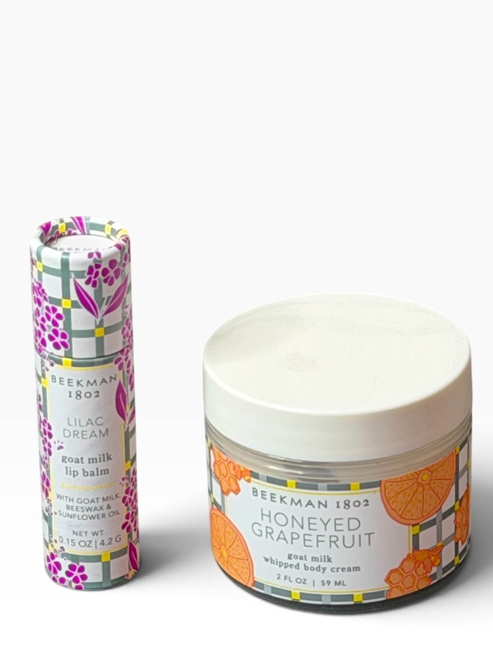 Beekman 1802 Honey Grapefruit Whipped Body Cream & Lilac Dream Lip Balm Set